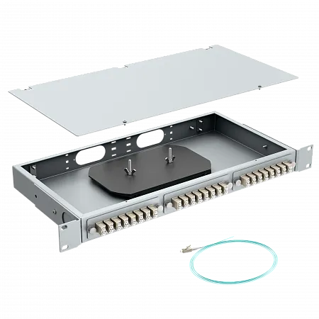 Кросс оптический стоечный LANMIR укомплектованный 4 розетки 2LC/UPC 8 портов MM 50/125 OM3 1U серый